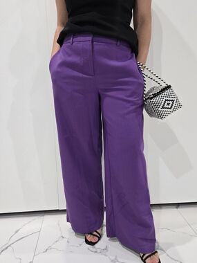 Asos Design Wide Leg Tailored High Waisted Pants Pop Purple Boho Maximalist Sz 6